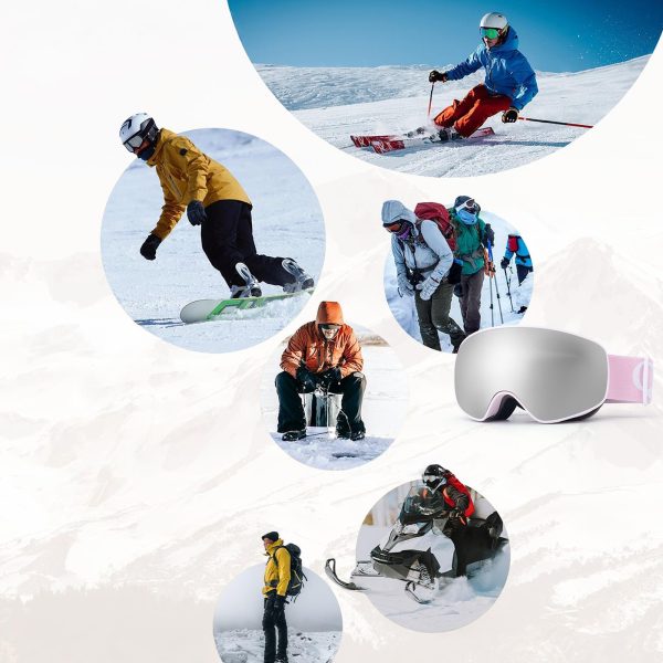 Bērnu slēpošanas brilles ar pretmiglošanas aizsardzību UV400 M/L - rozā