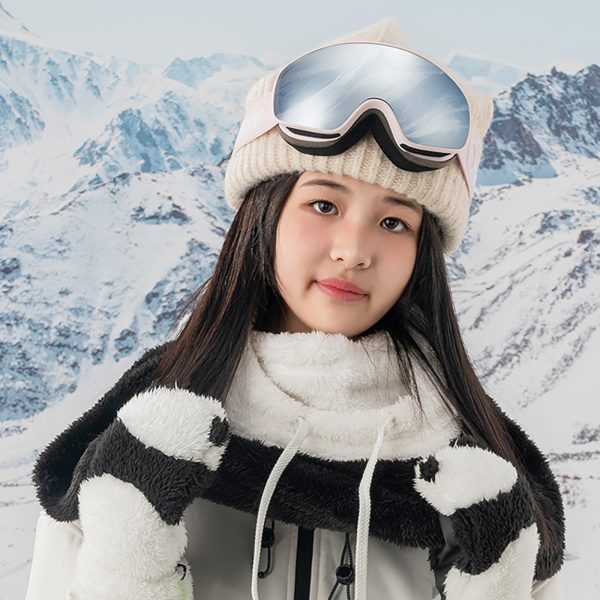 Bērnu slēpošanas brilles ar pretmiglošanas aizsardzību UV400 M/L - rozā