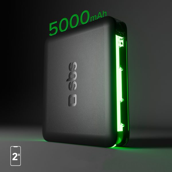 Powerbank 5000 mAh USB-C NanoTube - melns