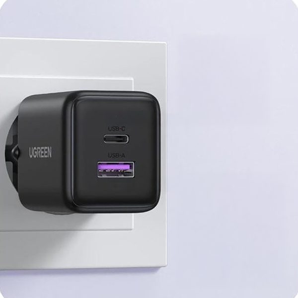 X516 GaN USB-A USB-C 30W sienas lādētājs - pelēks