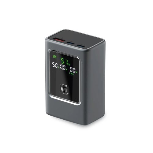 Powerbank ar 10000mAh PD 35W LCD displeju - pelēks