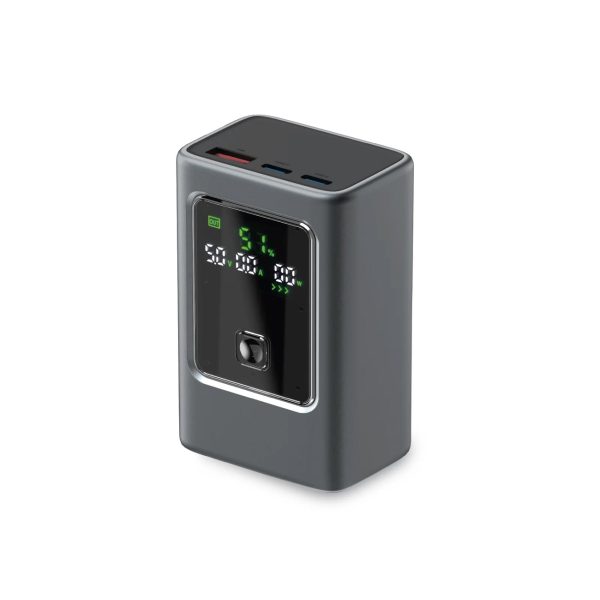 Powerbank ar 10000mAh PD 35W LCD displeju - pelēks