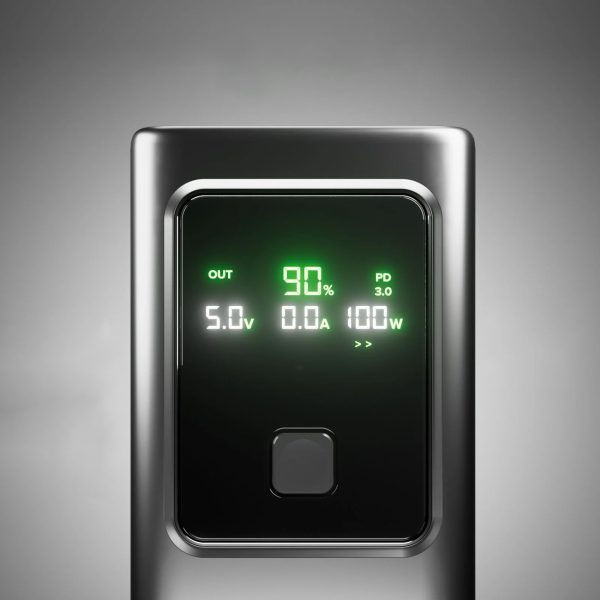 Powerbank ar 10000mAh PD 35W LCD displeju - pelēks