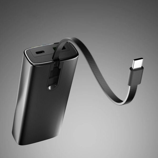 Powerbank ar 10000mAh PD 20W LCD displeju un USB-C kabeli - pelēks