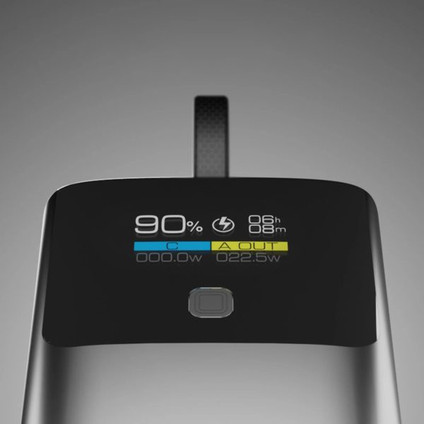 Powerbank ar 10000mAh PD 20W LCD displeju un USB-C kabeli - pelēks