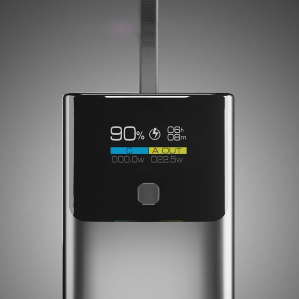 Powerbank ar 10000mAh PD 20W LCD displeju un USB-C kabeli - pelēks