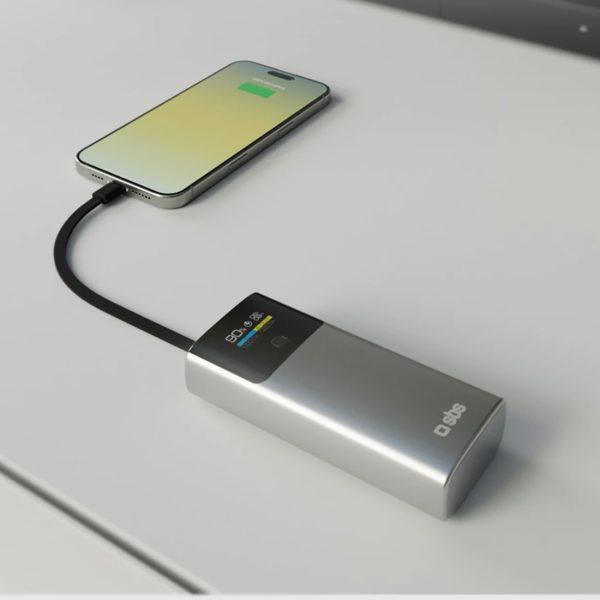 Powerbank ar 10000mAh PD 20W LCD displeju un USB-C kabeli - pelēks