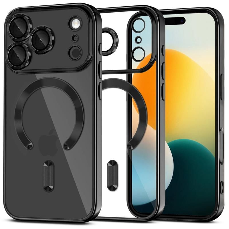 iPhone 17 Pro Max MagSafe MagFlex vāciņš — caurspīdīgs, melns