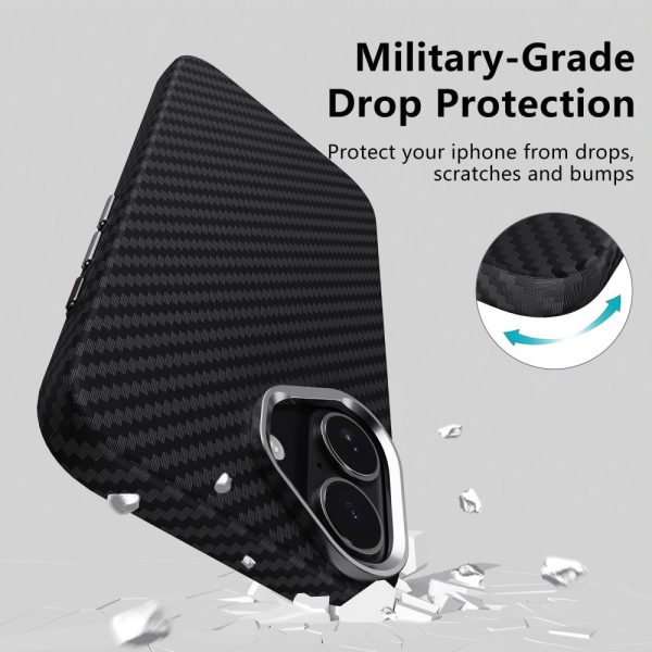 iPhone 17 MagSafe Ion Carbon vāciņš — melns-sudrabains