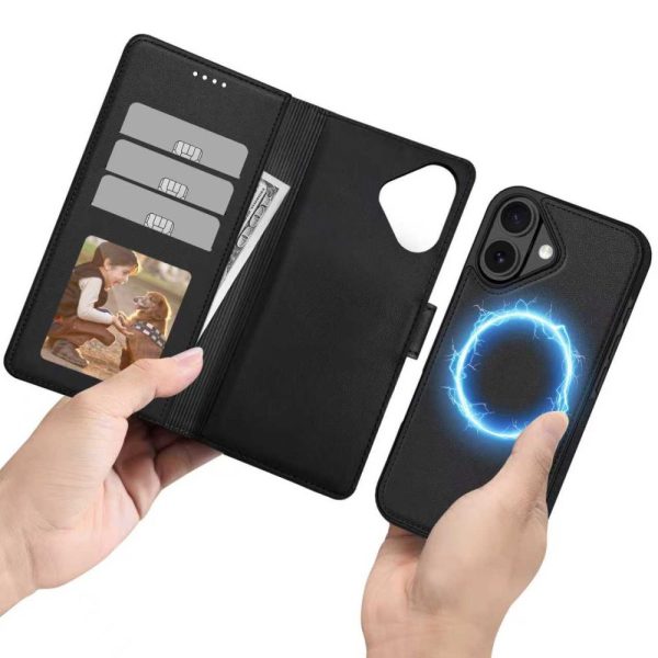 iPhone 17 MagSafe maka maciņš ar atloku un karšu nodalījumu — matēti melns