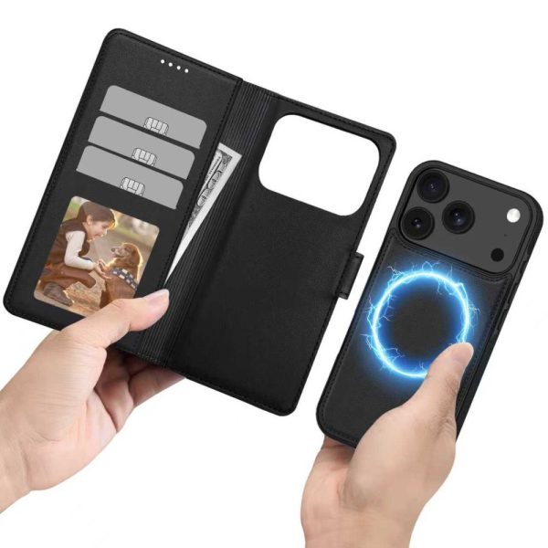 iPhone 17 Pro MagSafe maka atlokāmais maciņš ar karšu nodalījumu - matēti melns