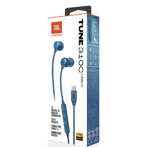 JBL Tune 310C USB-C vadu austiņas - zilas