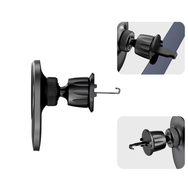 MagSafe 15W automašīnas gaisa atveres viedtālruņa lādētāja turētājs - melns