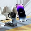 3-in-1 bezvadu lādētājs ar viedtālruņa statīvu Apple Watch AirPods MagSafe - melns