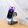 3-in-1 bezvadu lādētājs ar viedtālruņa statīvu Apple Watch AirPods MagSafe - melns