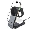 3-in-1 bezvadu lādētājs ar viedtālruņa statīvu Apple Watch AirPods MagSafe - melns