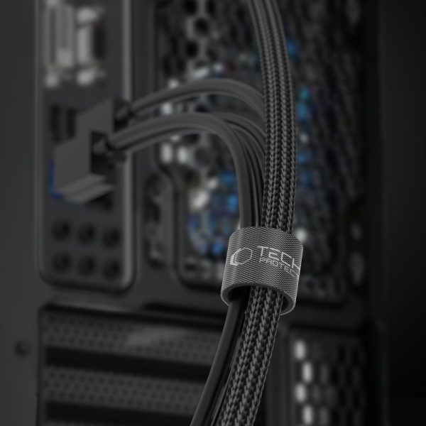 Kabeļu organizators ar Velcro lenti 3m - melns