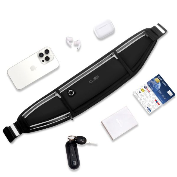 Ūdensizturīga sporta jostas soma skriešanai - melna