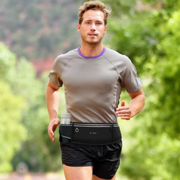 Ūdensizturīga sporta jostas soma skriešanai - melna