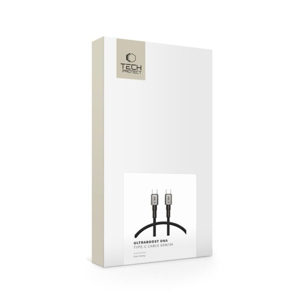 USB-C UltraBoost DNA PD 60W 3A 50 cm kabelis - pelēks