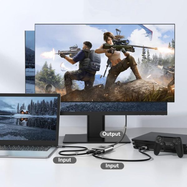 HUB adapteris 2in1 HDMI 4K 60Hz - pelēks