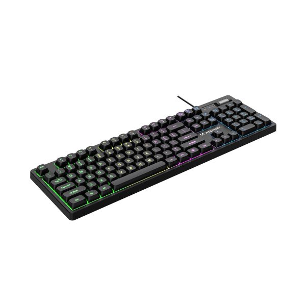 Apgaismota membrānas tastatūra ar RGB spēļu ritināšanas ritenīti - melna