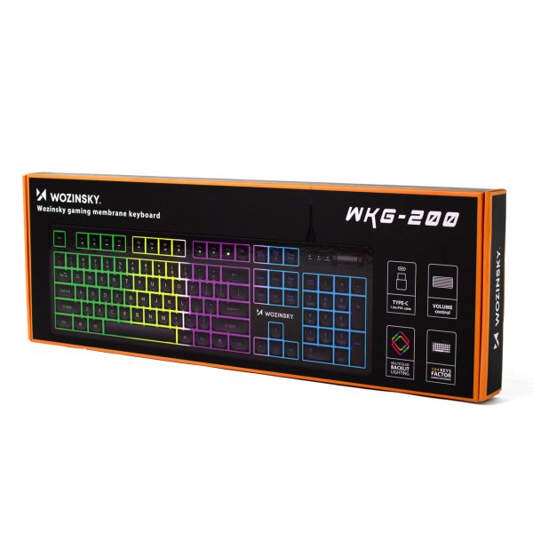 Apgaismota membrānas tastatūra ar RGB spēļu ritināšanas ritenīti - melna