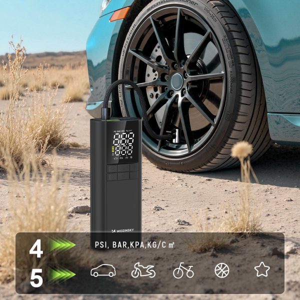 Kompresors, elektriskais pumpis, lādētājs, lukturītis, 150 PSI, 8000mAh - melns