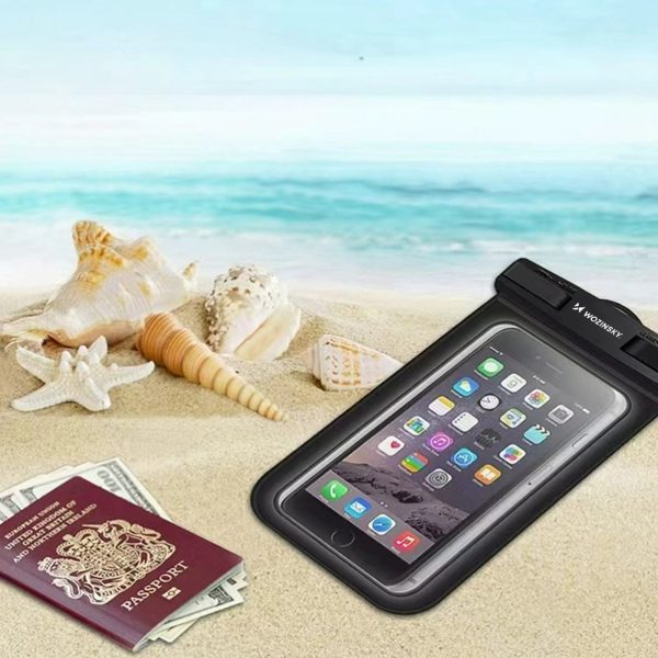 Ūdensnecaurlaidīgs aizsargmaciņš 187x110 mm telefonam - melns