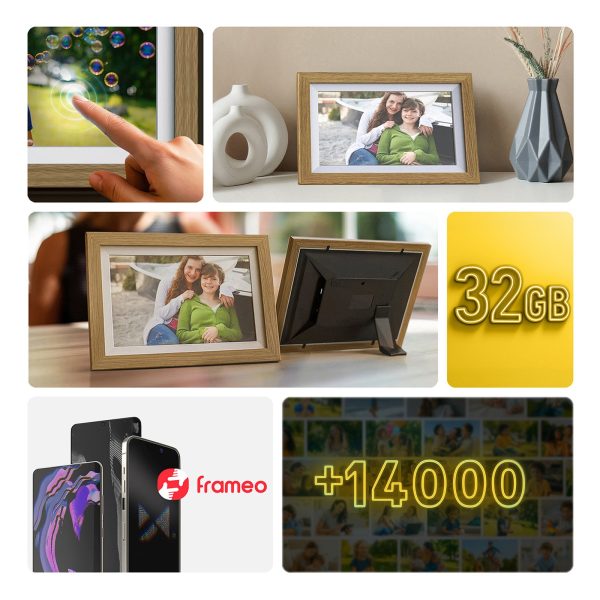 10,1 collu digitālais foto rāmis ar Frameo lietotni 32 GB - gaiši brūns
