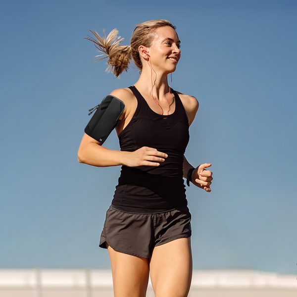 Aproces maciņš skriešanas tālrunim - melns