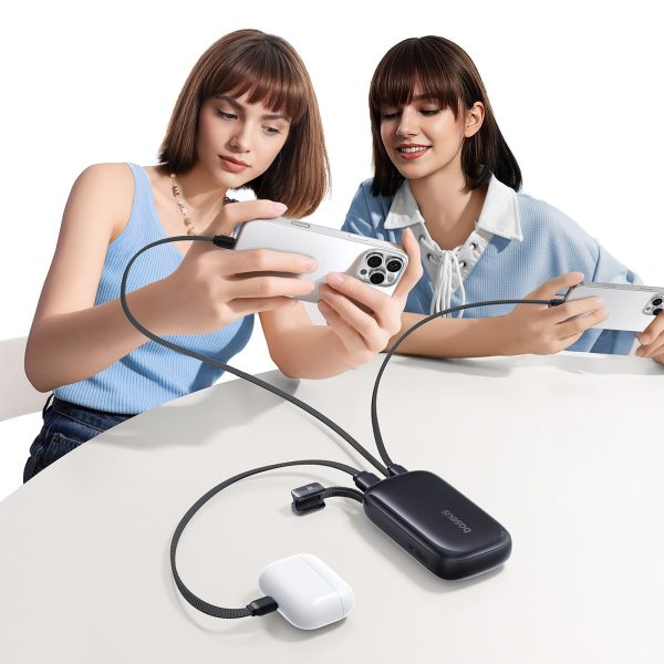 Powerbank 10000mAh 45W ar kabeļa aukliņu EnerFill FC21 Qpow 3 Ultra - melns