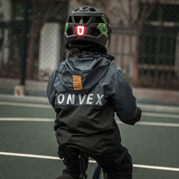 Bērnu velosipēda ķivere ar noņemamu zodu, M izmērs, 54-57 cm - zaļa