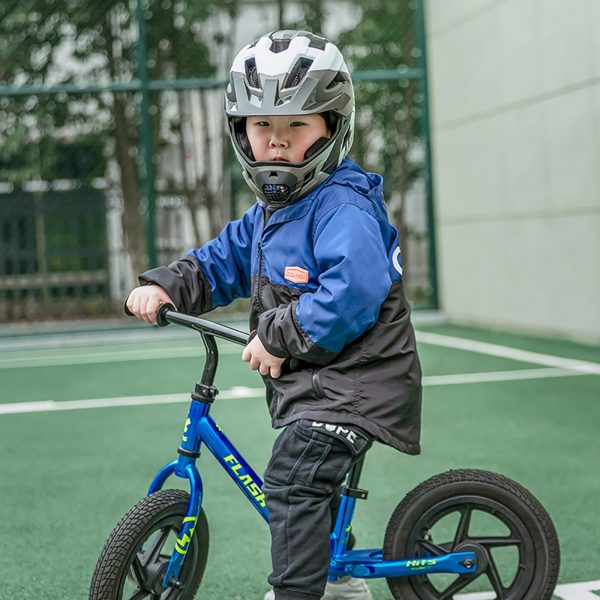 Bērnu velosipēda ķivere ar noņemamu zodu, M izmērs 54-57 cm - pelēka