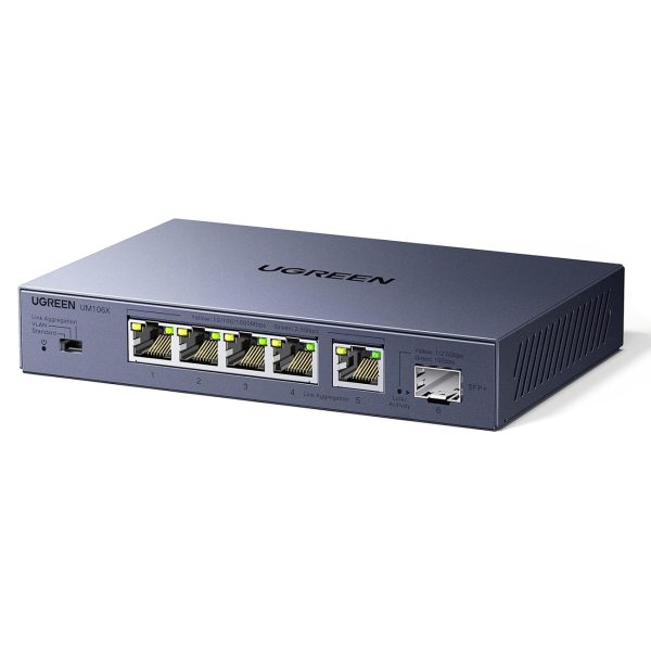 Ethernet komutators ar 6 portu 2,5 GB/s tīkla savienojumu - pelēks