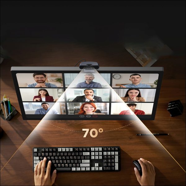 Tīmekļa kamera videokonferencēm ar 2 USB mikrofoniem 4K Ultra HD - pelēka