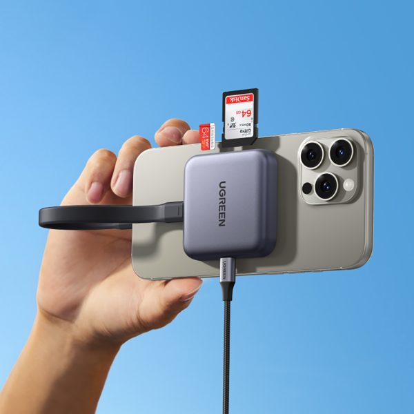 3-in-1 100W PD magnētiskais atmiņas karšu lasītājs ar lādētāju - pelēks