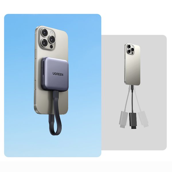 3-in-1 100W PD magnētiskais atmiņas karšu lasītājs ar lādētāju - pelēks