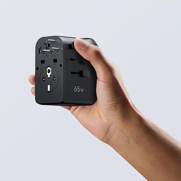 Ceļojuma maiņstrāvas adapteris ar USB-C USB-A lādētāju 65 W - melns