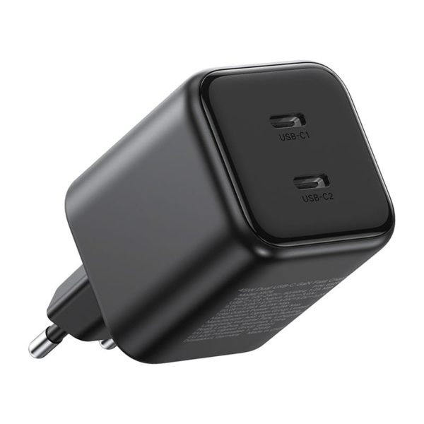 USB-C GaN 45W sienas lādētājs - melns