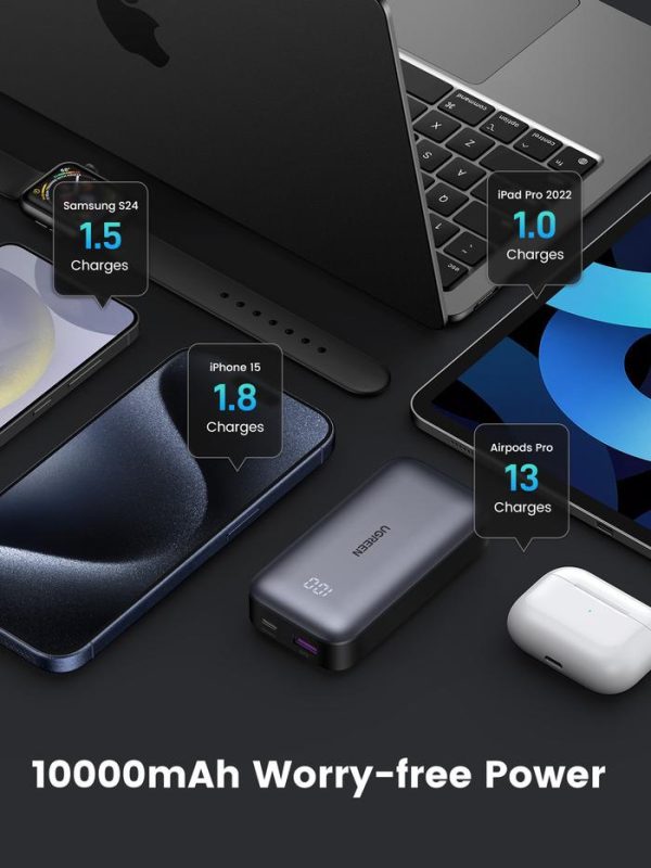 Powerbank 20000mAh USB-A USB-C Nexode 30W - pelēks