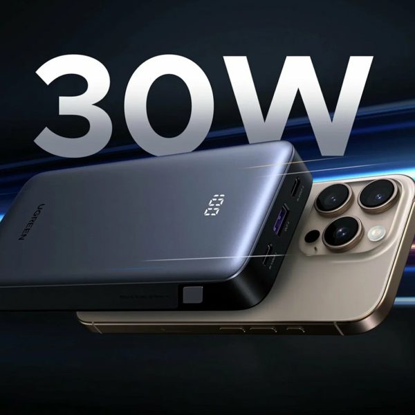 Powerbank 10000mAh USB-A USB-C Nexode 30W - pelēks