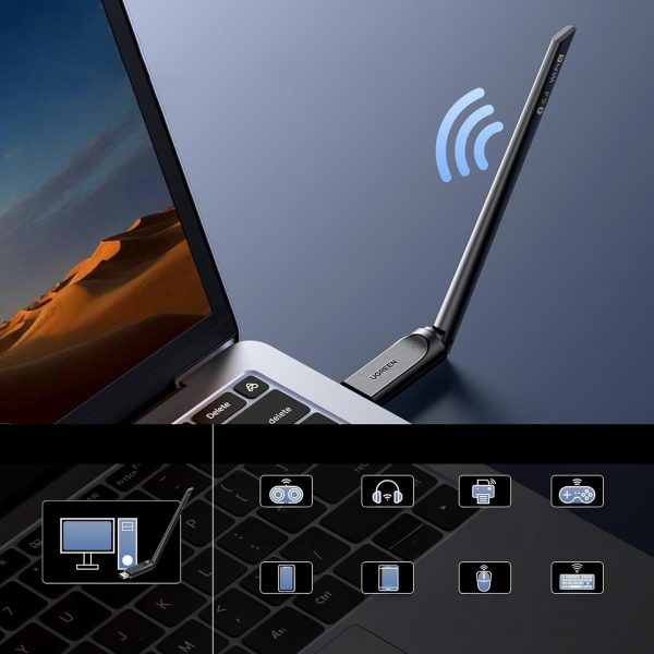 WiFi 6 bezvadu adapteris ar Bluetooth 5.4 - melns
