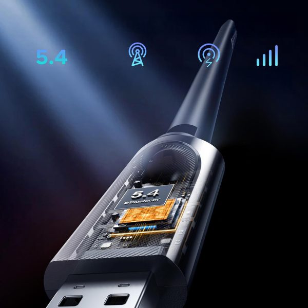 WiFi 6 bezvadu adapteris ar Bluetooth 5.4 - melns