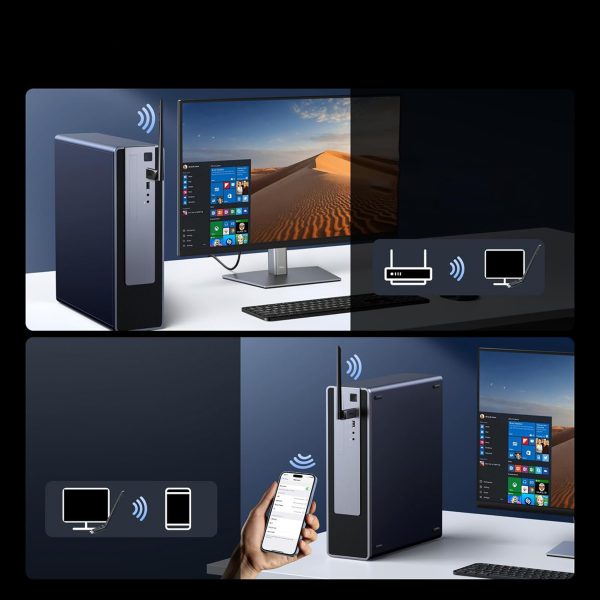 WiFi 6 bezvadu adapteris ar Bluetooth 5.4 - melns