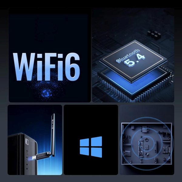 WiFi 6 bezvadu adapteris ar Bluetooth 5.4 - melns