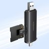 2-in-1 SD microSD USB-C USB-A UHS-II atmiņas karšu lasītājs - melns