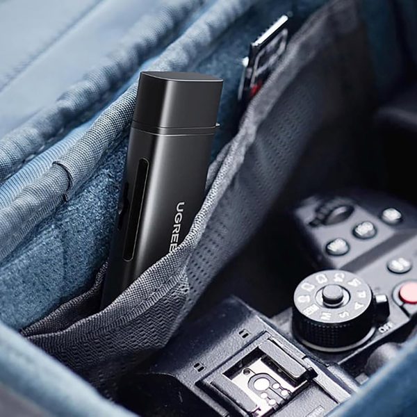 2-in-1 SD microSD USB-C USB-A UHS-II atmiņas karšu lasītājs - melns