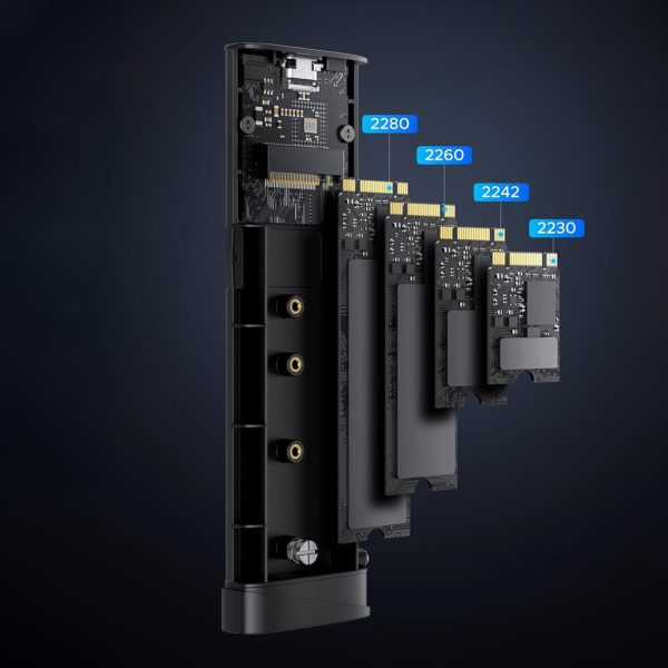 M.2 NVMe SATA SSD 20Gbps korpuss ar USB-C kabeli - pelēks