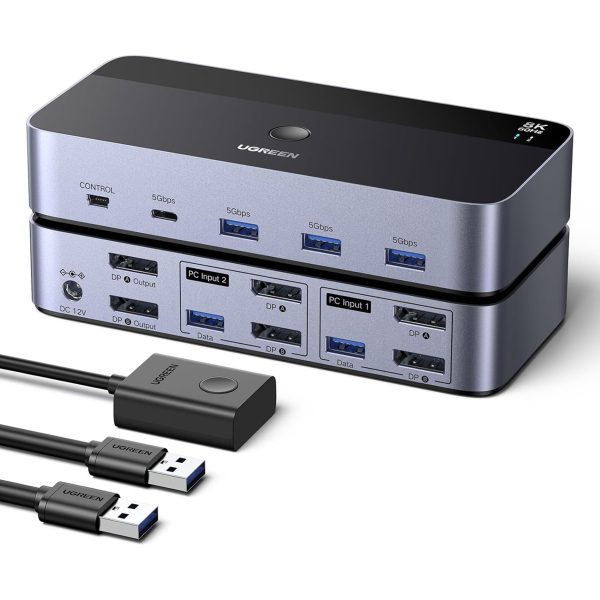 1032040-2-przelacznik-2-komputery-2-monitory-kvm-ugreen-hurtownia-dropshipping.jpg 2 datoru un 2 monitoru KVM slēdzis DisplayPort USB-A USB-C 8K 60Hz - pelēks